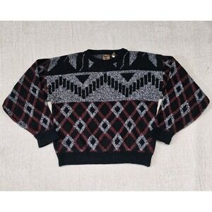 Vintage Saturdays Sweater Mens Sm‎ Geometric Wool Blend Argyle GrandpaCore